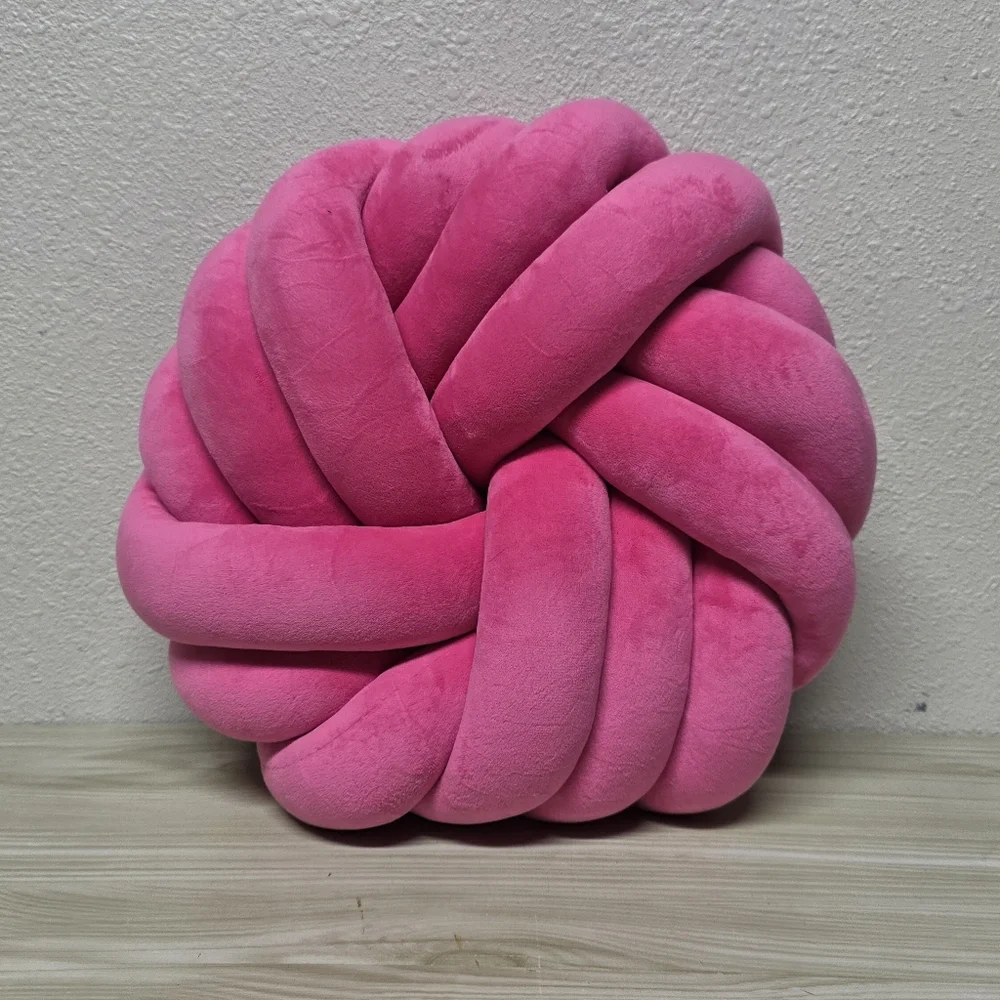 Decorative Tubular Knot Throw Pillow. Pink Bubble Gum, Barbie